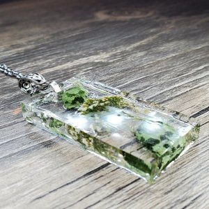 Dried Wildflower Chunky Pendant, Botanical Jewelry